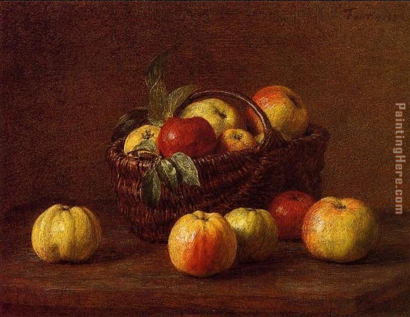 Apples in a Basket on a Table painting - Henri Fantin-Latour Apples in a Basket on a Table art painting